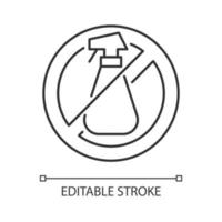 n'utilisez pas d'agents de nettoyage icône d'étiquette manuelle linéaire. illustration personnalisable de fine ligne. symbole de contour. dessin vectoriel isolé pour les instructions d'utilisation du produit. trait modifiable