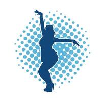 silhouette de une graisse femelle dans Danse pose. silhouette de une graisse femme dansant. vecteur
