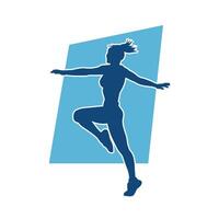 silhouette de svelte femelle Faire exercer. silhouette de une sportif femme Faire Gym faire des exercices pose. vecteur