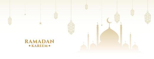Ramadan kareem blanc traditionnel islamique bannière conception vecteur