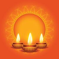 traditionnel content diwali réaliste Orange carte Contexte vecteur