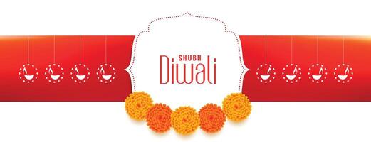 content diwali Festival bannière avec fleurs décoration vecteur