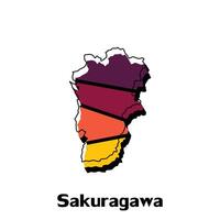 carte de sakuragawa ville - Japon carte et infographie de provinces, politique Plans de Japon, Région de Japon pour votre entreprise vecteur