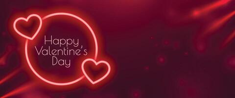 embrasé rouge néon mignonne cœurs avec lumière effet pour valentines journée vecteur
