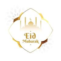 eid mubarak religieux Contexte avec d'or mosquée vecteur