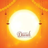 embrasé Orange content diwali diya Contexte avec texte espace vecteur