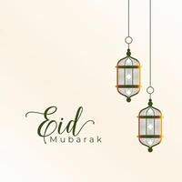 élégant eid mubarak traditionnel arrière-plans avec artistique lanterne conception vecteur