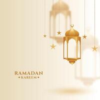 Ramadan kareem islamique salutation avec pendaison lanterne vecteur