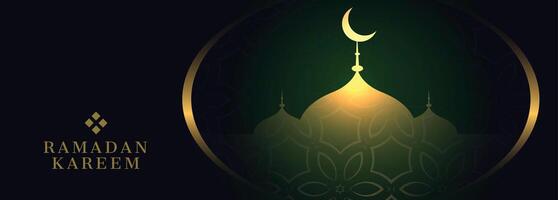 Ramadan kareem bannière avec mosquée conception vecteur