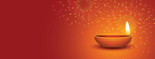 content diwali Festival de lumière feux d'artifice bannière vecteur