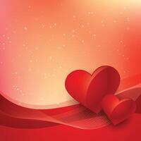 rouge valentines Contexte avec vagues et cœurs vecteur