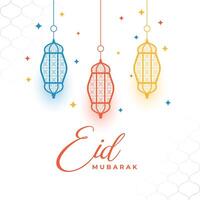 élégant eid ul fitr culturel Contexte avec artistique style lampe vecteur