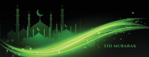 vert eid mubarak lumières bannière conception vecteur