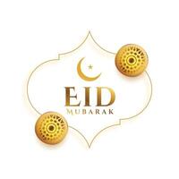 eid mubarak blanc traditionnel carte avec d'or croissant conception vecteur