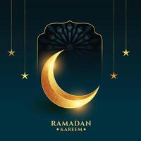 Ramadan kareem Contexte avec d'or croissant lune vecteur