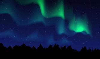 aurores boréales réalistes, ciel nocturne et illustration vectorielle de lumières polaires étonnantes.