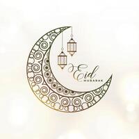 élégant eid mubarak Contexte avec croissant lune et fanoos vecteur