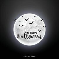 réaliste lune avec en volant chauves-souris Halloween scène vecteur