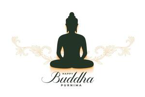 content Bouddha Purnima de fête Contexte avec Seigneur Budha silhouette vecteur