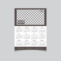 minimal Facile A venir 2024 une page mur calendrier conception vecteur modèle, mur calendrier conception 2024 ans, un page calendrier conception