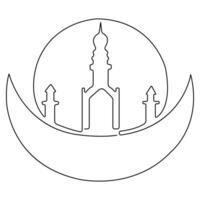 continu un ligne art dessin de masajid islamique ornement esquisser contour art vecteur illustration.