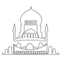 continu un ligne art dessin de masajid islamique ornement esquisser contour art vecteur illustration.