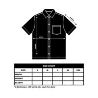 Pour des hommes court manches militaire chemise Taille graphique. chemise de travail noir. court manche travail chemise. technique dessin mode plat esquisser vecteur illustration