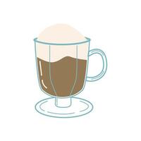 tasse de café avec mousse, du froid boisson dans dessin animé style vecteur