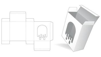boîte d'emballage avec gabarit de découpe de fenêtre fantôme vecteur