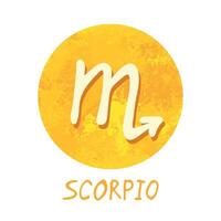 main tiré Scorpion zodiaque signe dans d'or rond Cadre astrologie griffonnage clipart élément pour conception vecteur