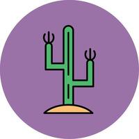 cactus ligne rempli multicolore cercle icône vecteur