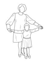 esquisser image de silhouettes de mère et fille, grand-mère et petite fille, prof et étudiant, isolé vecteur