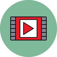 vidéo ligne rempli multicolore cercle icône vecteur