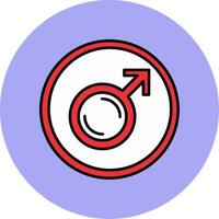 Masculin symbole ligne rempli multicolore cercle icône vecteur
