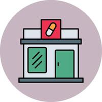 pharmacie ligne rempli multicolore cercle icône vecteur