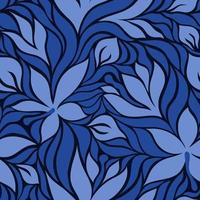 fond noir vectorielle continue avec des fleurs bleues vecteur