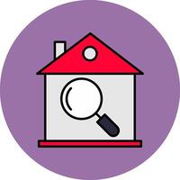 maison inspection ligne rempli multicolore cercle icône vecteur
