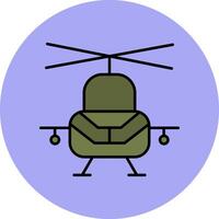 militaire hélicoptère ligne rempli multicolore cercle icône vecteur
