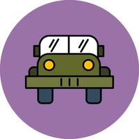 militaire jeep ligne rempli multicolore cercle icône vecteur