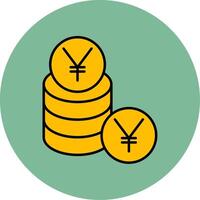 yen ligne rempli multicolore cercle icône vecteur