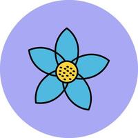 Cerise fleur ligne rempli multicolore cercle icône vecteur