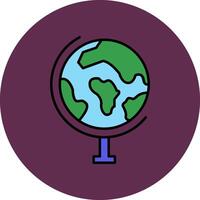 globe ligne rempli multicolore cercle icône vecteur