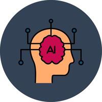 artificiel intelligence ligne rempli multicolore cercle icône vecteur