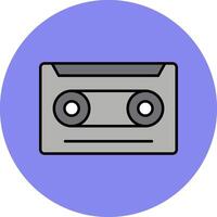 cassette ligne rempli multicolore cercle icône vecteur