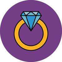 diamant bague ligne rempli multicolore cercle icône vecteur