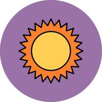 Soleil ligne rempli multicolore cercle icône vecteur
