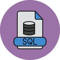 sql ligne rempli multicolore cercle icône vecteur