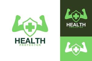 santé garde en bonne santé bouclier protection logo conception vecteur