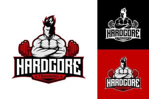 hardcore Gym formation muscle logo conception vecteur