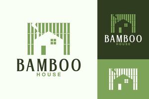 asiatique bambou maison bois forêt logo conception vecteur